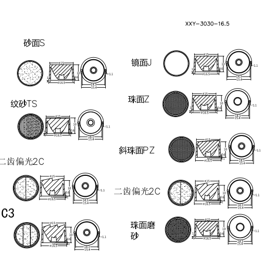 16.5mm三齒砂面(偏光10°)